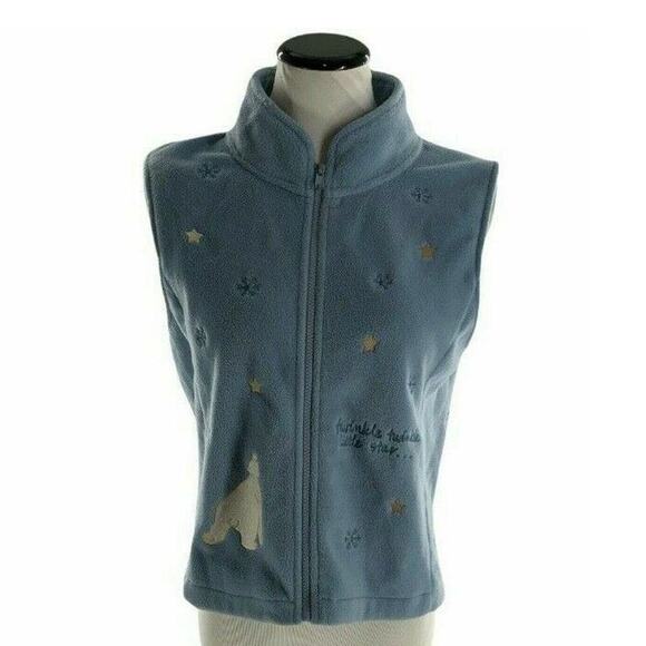 Christopher & Banks Fleece Vest Womens Medium Blue Twinkle Twinkle Jacket - Picture 1 of 9
